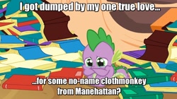 Size: 1054x592 | Tagged: safe, rarity, spike, dragon, pony, unicorn, season 4, crying, image macro, nice guy, sad, solo