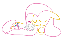 Size: 640x394 | Tagged: safe, artist:the weaver, angel bunny, fluttershy, pegasus, pony, angelshy, cute, female, male, shipping, simple background, straight, white background