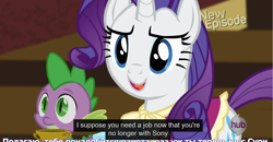 Size: 1600x830 | Tagged: safe, screencap, rarity, spike, dragon, pony, unicorn, rarity takes manehattan, meme, russian, sony, trophy, youtube caption