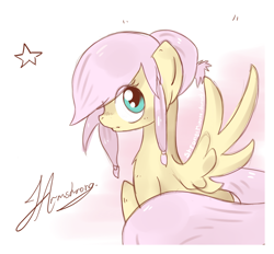 Size: 896x832 | Tagged: safe, artist:strangemoose, fluttershy, pegasus, pony, alternate hairstyle, female, mare, solo