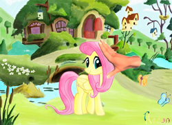 Size: 900x654 | Tagged: safe, artist:macon, artist:raynaron, edit, fluttershy, pegasus, pony, hand