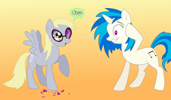 Size: 1716x1000 | Tagged: safe, artist:idontknow350, derpy hooves, dj pon-3, vinyl scratch, pegasus, pony, female, mare