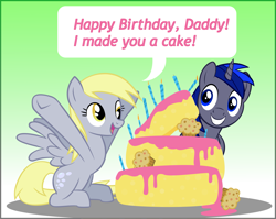 Size: 3409x2719 | Tagged: safe, artist:idontknow350, derpy hooves, oc, pegasus, pony, cake, female, mare, muffin