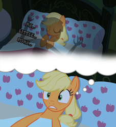 Size: 960x1058 | Tagged: safe, artist:skiddlezizkewl, applejack, earth pony, human, pony, female, mare, nightmare