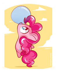 Size: 550x700 | Tagged: safe, artist:php56, pinkie pie, earth pony, pony, balloon, blowing up balloons, bubblegum, chibi, cute, diapinkes, female, mare, solo, then watch her balloons lift her up to the sky