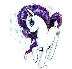 Size: 600x579 | Tagged: safe, artist:xviolacea, rarity, pony, unicorn, female, horn, mare, solo, white coat