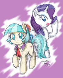 Size: 1056x1303 | Tagged: safe, artist:danmakuman, coco pommel, rarity, pony, unicorn, rarity takes manehattan, sketch