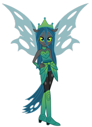 Size: 2525x3492 | Tagged: safe, artist:kaguraria, artist:lhenao, queen chrysalis, changeling, changeling queen, equestria girls, the ending of the end, base used, clothes, crown, dress, equestria girls-ified, female, high heels, jewelry, leggings, ponied up, regalia, shoes, simple background, skirt, solo, torn clothes, transparent background, ultimate chrysalis