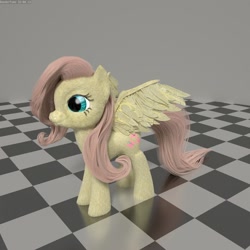 Size: 1080x1080 | Tagged: safe, artist:beetdabrat, fluttershy, pegasus, pony, 3d, 3d model, blender, poser, solo, wip