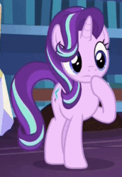 Size: 336x488 | Tagged: safe, screencap, starlight glimmer, pony, unicorn, it isn't the mane thing about you, animated, blinking, gif, solo