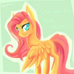 Size: 700x700 | Tagged: safe, artist:renaifoxi, fluttershy, pegasus, pony, female, mare, pink mane, solo, yellow coat