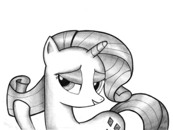 Size: 1174x881 | Tagged: safe, artist:ghostofwar909, rarity, pony, unicorn, monochrome, solo, traditional art