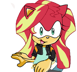 Size: 509x477 | Tagged: safe, artist:ilovesunsetshimmer99, sunset shimmer, anthro, crossover, cursed image, sonic the hedgehog (series), sonic x, sonicified