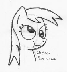 Size: 866x922 | Tagged: safe, artist:mane-shaker, derpy hooves, pony, derp, monochrome, silly, silly pony, solo, traditional art