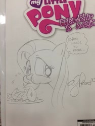 Size: 768x1024 | Tagged: safe, artist:andypriceart, fluttershy, pegasus, pony, aweeg*, ham, meat, ponies eating meat, puffy cheeks, solo, traditional art