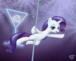 Size: 1280x1024 | Tagged: safe, artist:livriel, rarity, pony, unicorn, rarity takes manehattan, pole, pole dancing, solo