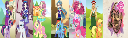 Size: 1024x309 | Tagged: safe, derpibooru import, applejack, fluttershy, pinkie pie, rainbow dash, rarity, twilight sparkle, human, ever after high, humanized, mane six