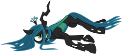 Size: 2245x1005 | Tagged: safe, artist:byteslice, queen chrysalis, changeling, changeling queen, frenemies (episode), .svg available, female, floppy ears, horn, on side, simple background, solo, svg, transparent background, vector, wings