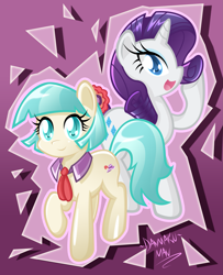 Size: 2431x3000 | Tagged: safe, artist:danmakuman, coco pommel, rarity, earth pony, pony, unicorn, rarity takes manehattan, female, horn, mare