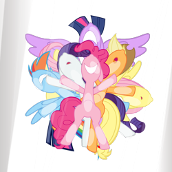 Size: 2900x2900 | Tagged: safe, artist:kuren247, derpibooru import, applejack, fluttershy, pinkie pie, rainbow dash, rarity, twilight sparkle, twilight sparkle (alicorn), alicorn, earth pony, pegasus, pony, unicorn, against glass, female, mane six, mare, wat