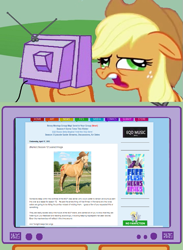 Size: 563x771 | Tagged: safe, applejack, earth pony, pony, equestria daily, exploitable meme, hoers, season 12 spoiler, seems legit, tv meme, wat