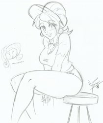 Size: 2300x2742 | Tagged: safe, artist:nayaasebeleguii, cookie crumbles, rarity, human, fingerbanging general, humanized, monochrome, sketch, traditional art