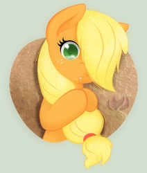 Size: 1000x1181 | Tagged: safe, artist:raininess, applejack, earth pony, pony, hair over one eye, sad, solo, teary eyes