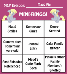 Size: 461x510 | Tagged: safe, derpy hooves, pegasus, pony, maud pie (episode), bingo, female, floppy ears, mare, mini-bingo, sitting