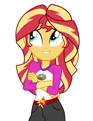 Size: 4478x5800 | Tagged: safe, artist:keronianniroro, sunset shimmer, equestria girls, legend of everfree, absurd resolution, clothes, crossed arms, shorts, simple background, solo, transparent background, vector