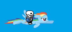 Size: 949x420 | Tagged: safe, derpibooru import, rainbow dash, pegasus, pony, crossover, crossover shipping, flying, sans (undertale), shipping, undertale