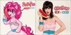 Size: 1000x500 | Tagged: safe, artist:donenaya, pinkie pie, earth pony, pony, album cover, food, hot n cold, katy perry, song reference, watermelon