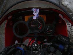 Size: 1024x768 | Tagged: safe, derpibooru import, twilight sparkle, pony, unicorn, female, mare, motorcycle, papercraft