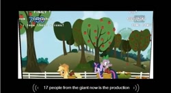 Size: 639x348 | Tagged: safe, screencap, applejack, spike, twilight sparkle, dragon, earth pony, pony, chat, youtube caption