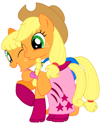 Size: 542x677 | Tagged: safe, artist:magic-kristina-kw, applejack, oc, earth pony, pony, female, mare