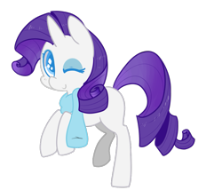 Size: 915x785 | Tagged: safe, artist:pegacornss, rarity, pony, unicorn, blank flank, clothes, scarf, solo, wink