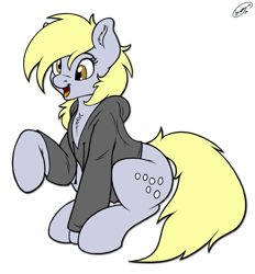 Size: 1857x2000 | Tagged: safe, artist:skipsy, artist:venezolanbrony, edit, derpy hooves, pegasus, pony, clothes, cute, derpabetes, female, hoodie, mare, solo