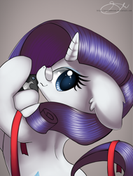 Size: 1376x1807 | Tagged: safe, artist:strangemoose, rarity, pony, unicorn, bipedal, glasses, ribbon, solo, telephone