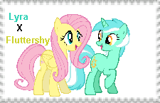 Size: 225x145 | Tagged: safe, artist:cazycoon, fluttershy, lyra heartstrings, pegasus, pony, deviantart stamp, female, lesbian, lyrashy, shipping, stamp