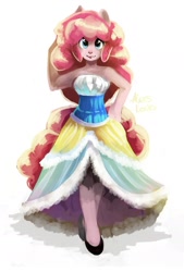 Size: 1181x1748 | Tagged: safe, artist:locksto, pinkie pie, anthro, ambiguous facial structure, clothes, dress, solo