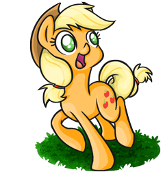 Size: 666x700 | Tagged: safe, artist:alskylark, applejack, earth pony, pony, applejack's hat, blonde, blonde mane, blonde tail, female, green eyes, mare, orange coat, solo