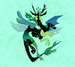 Size: 1280x1145 | Tagged: safe, artist:ladybugsawake, discord, queen chrysalis, changeling, changeling queen, draconequus, hybrid, crown, female, four eyes, fusion, jewelry, multiple eyes, multiple limbs, multiple wings, regalia, six legs, wings