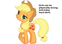 Size: 570x402 | Tagged: dead source, safe, applejack, earth pony, pony, feminism, feministmylittlepony, meta, text, tumblr, you don't say