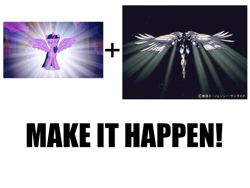 Size: 1600x1200 | Tagged: safe, derpibooru import, twilight sparkle, twilight sparkle (alicorn), alicorn, pony, alicorn flash, endless waltz, exploitable meme, female, gundam, gundam wing, make it happen, mare, meme, wing zero, wing zero custom, wings