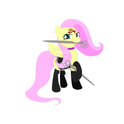 Size: 1280x1280 | Tagged: safe, artist:geri1231rt, fluttershy, pegasus, pony, crossover, fate/stay night, rider, solo, watermark