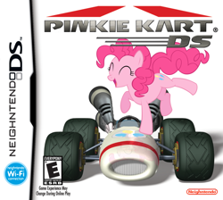 Size: 1000x897 | Tagged: safe, artist:nickyv917, pinkie pie, earth pony, pony, game cover, mario, mario kart, nintendo, nintendo ds, parody, super mario bros.