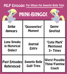 Size: 461x510 | Tagged: safe, derpy hooves, pegasus, pony, for whom the sweetie belle toils, bingo, mini-bingo, sitting