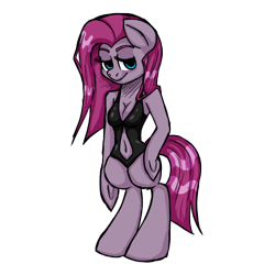 Size: 1000x1000 | Tagged: safe, artist:poniesareawesome, pinkie pie, anthro, belly button, cleavage, clothes, female, navel cutout, one-piece swimsuit, pinkamena diane pie, solo, swimsuit