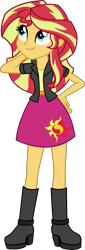 Size: 1574x4621 | Tagged: safe, artist:slowlydazzle, sunset shimmer, equestria girls, absurd resolution, alternate universe, boots, clothes, cute, high heel boots, high heels, jacket, leather jacket, skirt, solo
