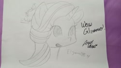 Size: 1920x1080 | Tagged: safe, starlight glimmer, annie rojas, autograph, irl, meme, photo, spanish, traditional art, voice actor, wow! glimmer