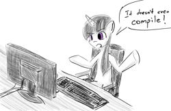 Size: 1272x823 | Tagged: safe, derpibooru import, twilight sparkle, unicorn twilight, pony, unicorn, computer, programming, sketch, solo